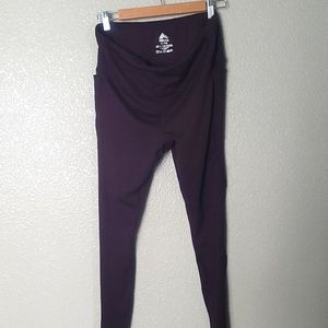 RBX stretch athletic leggings with pockets. Eggplant purple.